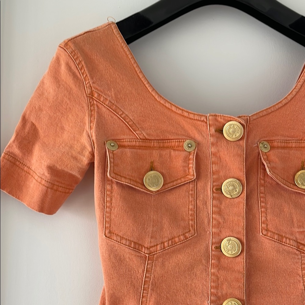 Moschino Vintage Jeans Orange Button Down Shirt - Picture 6 of 13